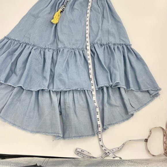 misa - dali dress sleeveless pom pom chambray loose oversized vacation fun M - Picture 9 of 15